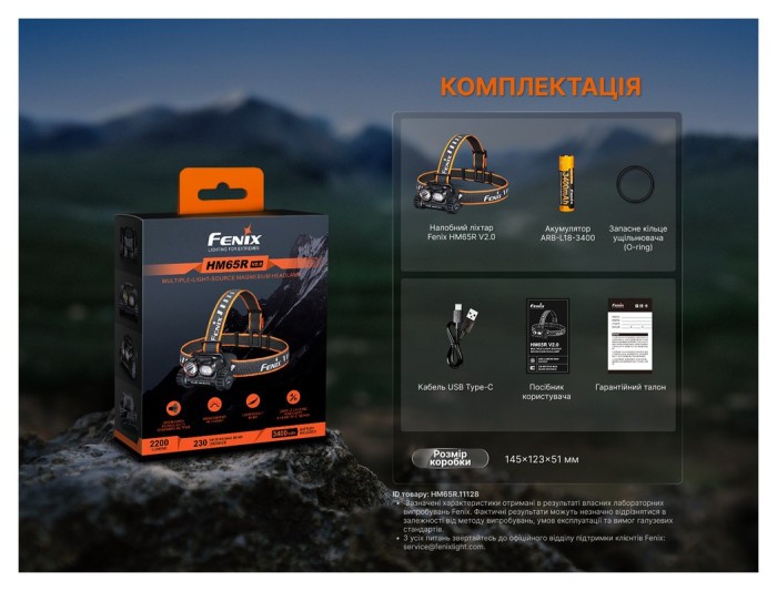 Ліхтар налобний Fenix HM65R V2.0