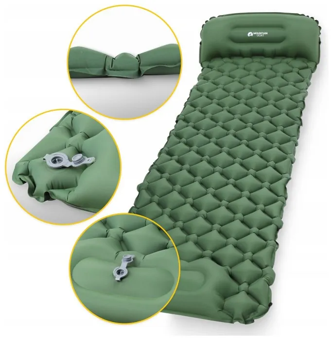 Килимок (каримат) надувний Mountain Goat 190 x 58 x 5 см з вбудованим насососм Navy Green (P-5905973400909)