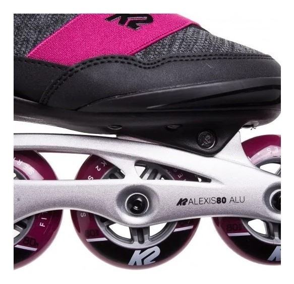 Роликовые коньки для взрослых K2 ALEXIS 80 ALU W 35 (5.0US) 220мм Black/dark grey/pink (30E0270.1.1)