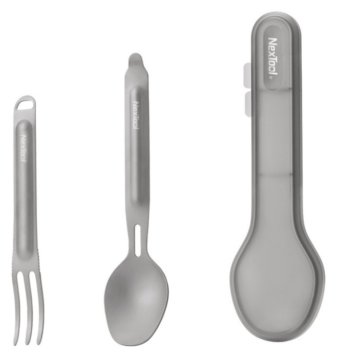 Туристичний набір ложка-виделка NexTool Titanium Tableware Set, титан, укр, укр