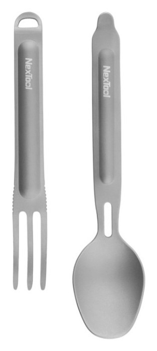 Туристический набор ложка-вилка NexTool Titanium Tableware Set, титан