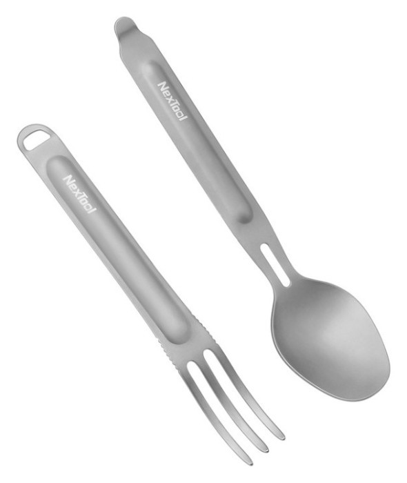 Туристический набор ложка-вилка NexTool Titanium Tableware Set, титан