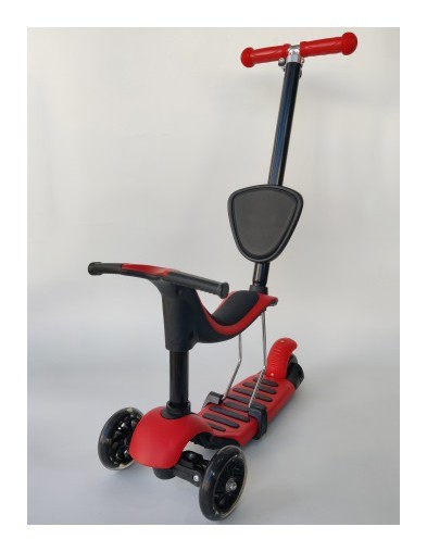 Дитячий самокат з сидінням та батьківською ручкою 3 в 1 Scooter Horned 0332-4S, укр, укр