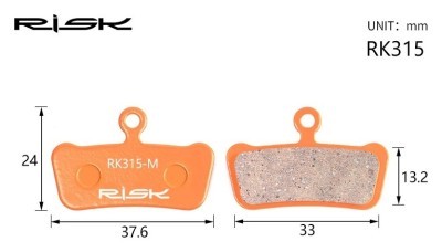 Колодки тормозные полуметалл под дисковые тормоза RISK RK315-S Подходит под дисковые тормоза AVID XX, XO Trail、E9 Trail、E7 Trail, Guide