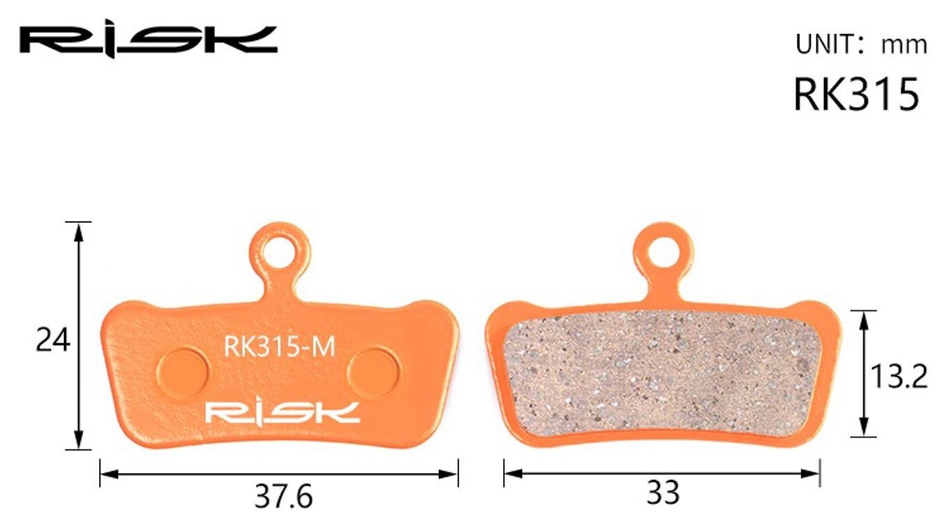 Колодки гальмiвнi полуметал пiд дисковi гальма RISK RK315-S  Пiдходить пiд дисковi гальма AVID XX、XO Trail、E9 Trail、E7 Trail、 Guide