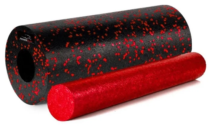 Массажний набір PowerPlay PP_4015 EPP Foam Roller Set 4in1 (2-а ролі + 2-а м'ячі) Чорно-червоний