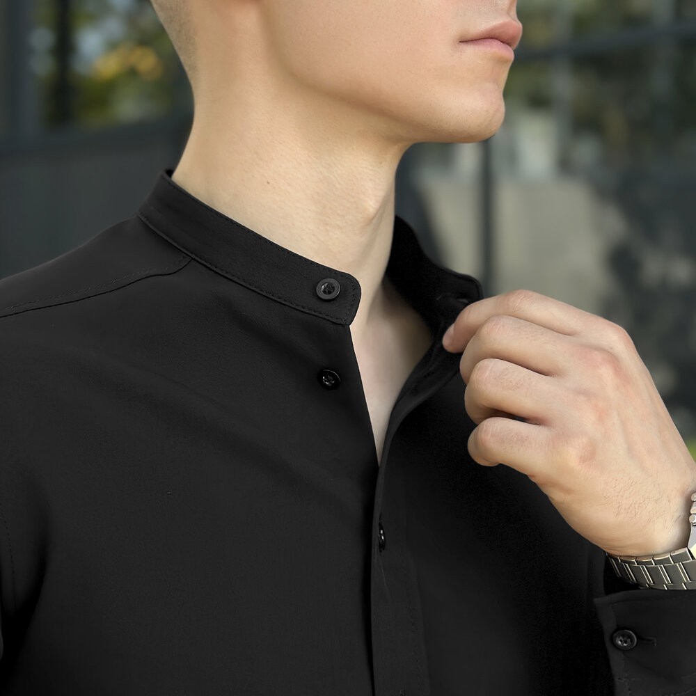 Чоловіча чорна сорочка з довгим рукавом Pobedov Legend, укр, укр