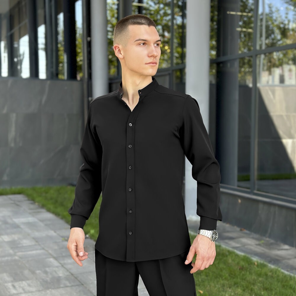 Чоловіча чорна сорочка з довгим рукавом Pobedov Legend, укр, укр