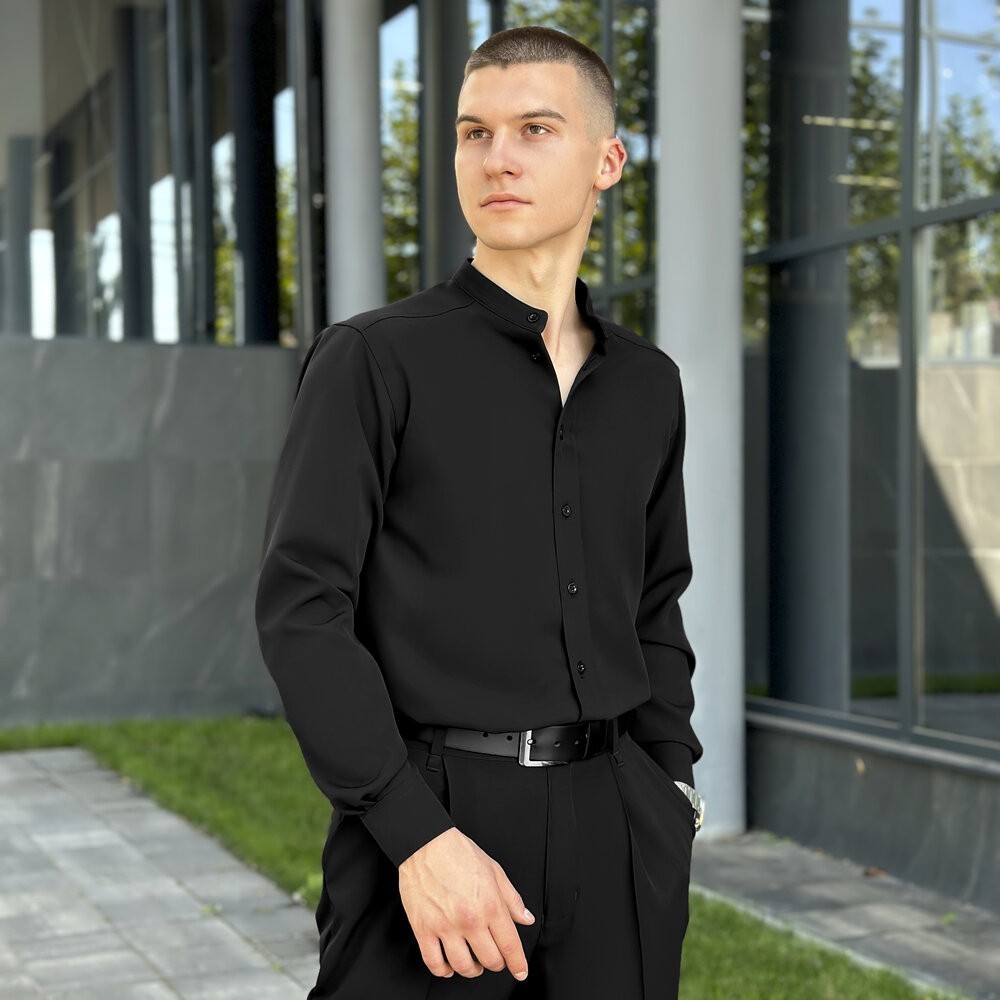 Чоловіча чорна сорочка з довгим рукавом Pobedov Legend, укр, укр