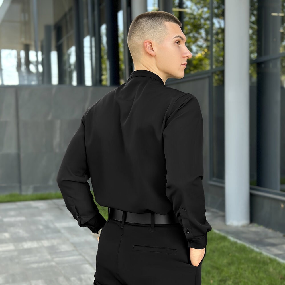 Чоловіча чорна сорочка з довгим рукавом Pobedov Legend, укр, укр