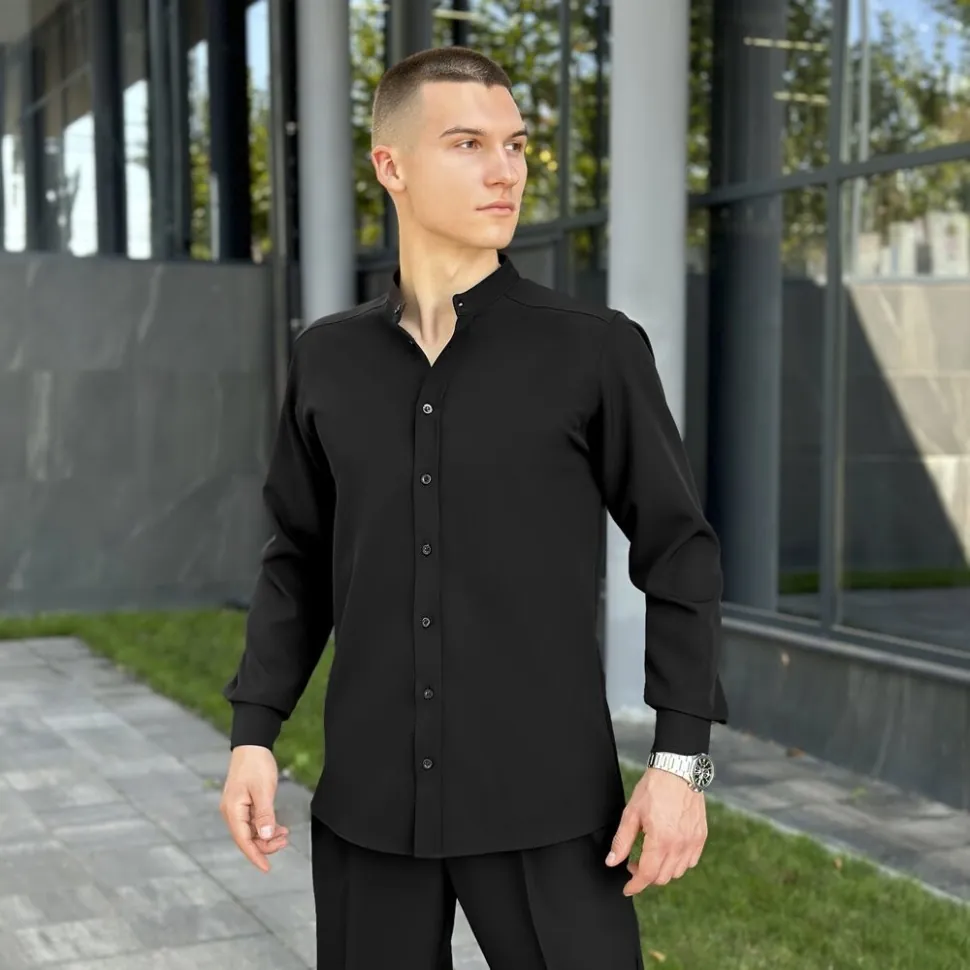 Чоловіча чорна сорочка з довгим рукавом Pobedov Legend (XL)