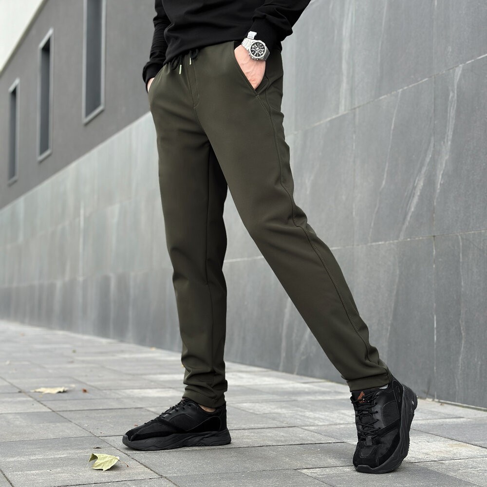 Штани із софтшелу для чоловіків весняні осінні хакі Pobedov Point, укр, укр