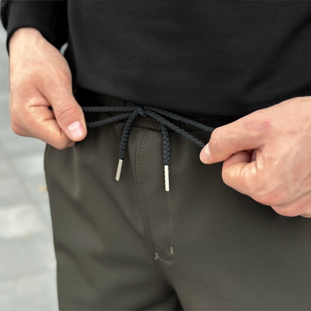 Штани із софтшелу для чоловіків весняні осінні хакі Pobedov Point, укр, укр