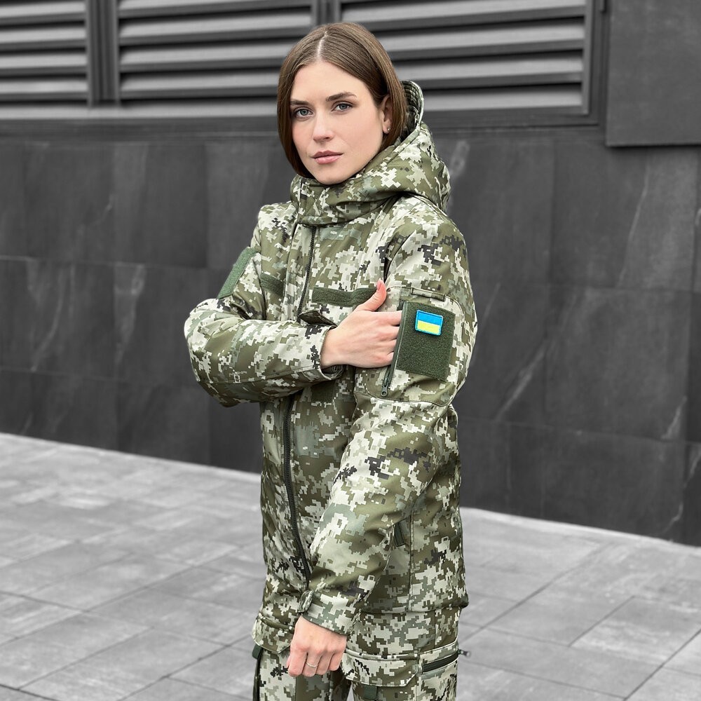 Военная женская зимняя куртка пиксель Pobedov Motive