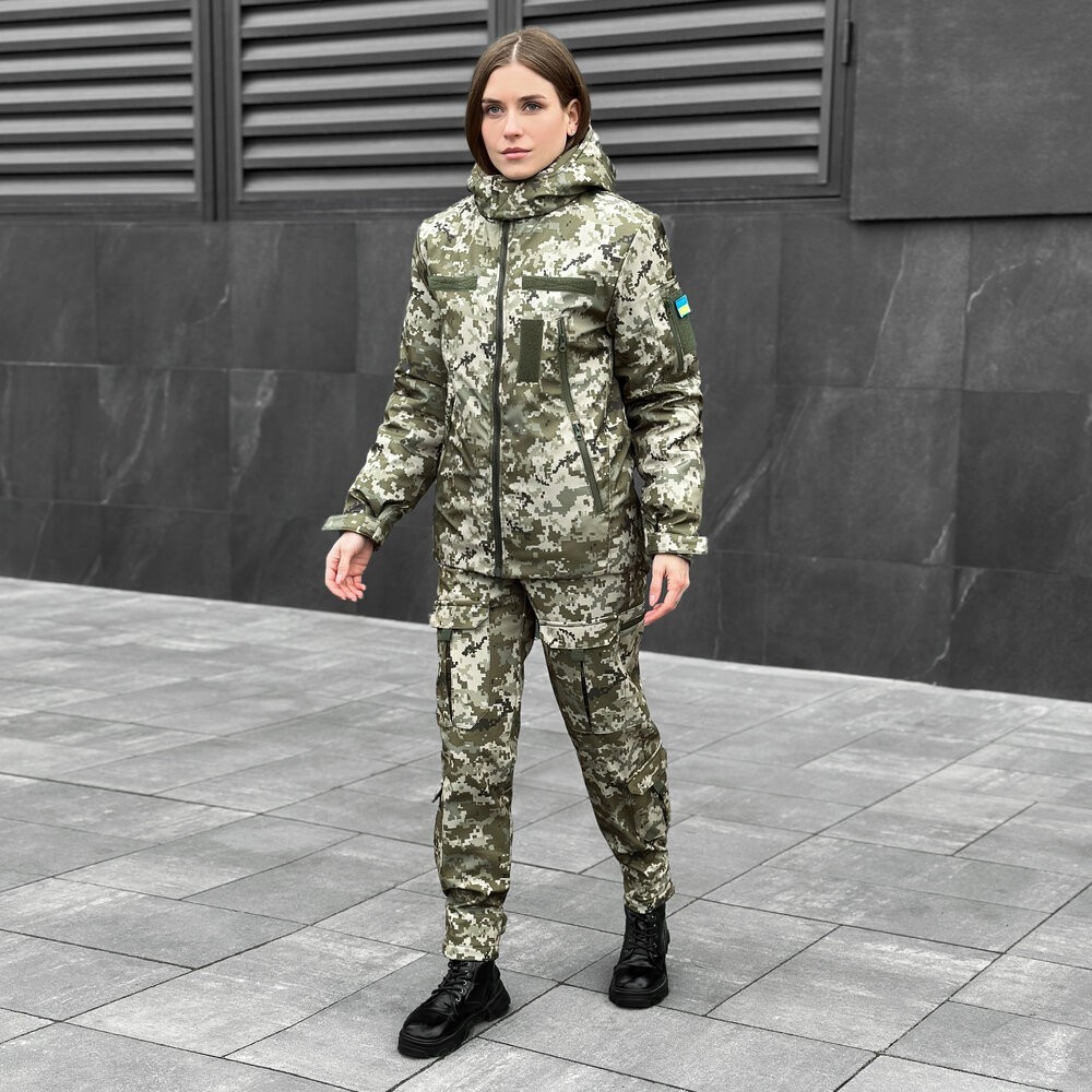 Военная женская зимняя куртка пиксель Pobedov Motive