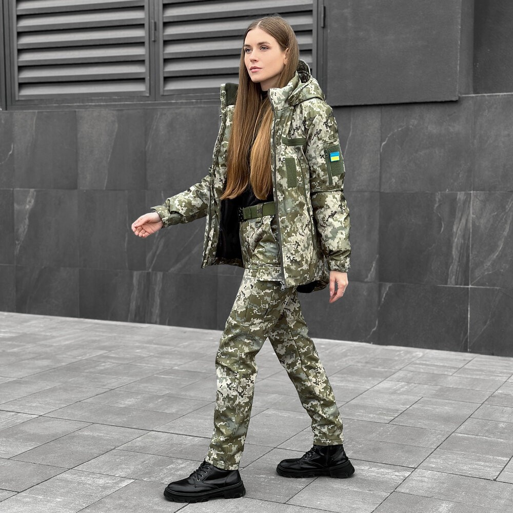 Военная женская зимняя куртка пиксель Pobedov Motive