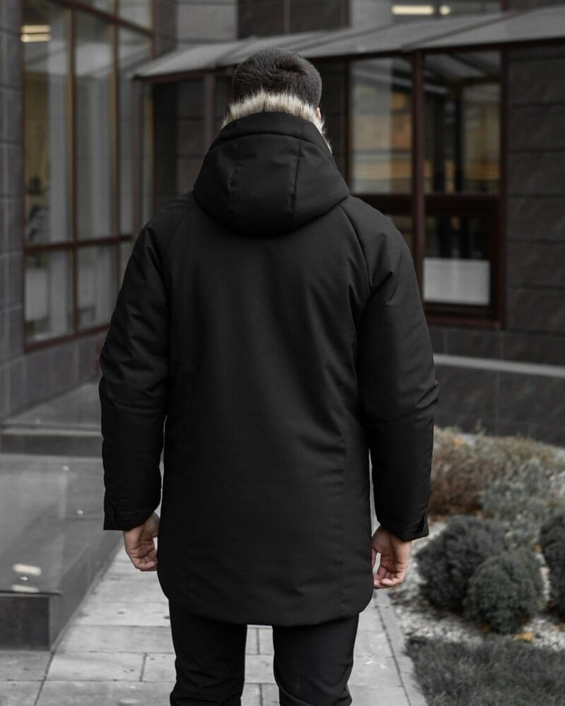 Парка мужская зимняя средняя на котоне с капюшоном Pobedov seniora udacha