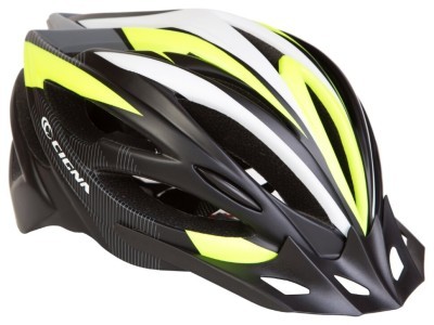 Шлем велосипедный с козырьком CIGNA WT-068 (черно-бело-салатный) (черно-бело-салатный)