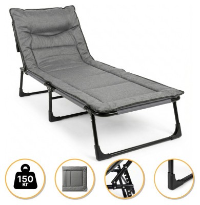 Розкладне ліжко (розкладачка) з вбудованим матрацом LEOBRO Grey (LB-FB-S1-GRY)