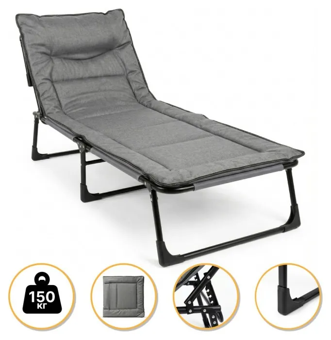 Розкладне ліжко (розкладачка) з вбудованим матрацом LEOBRO Grey (LB-FB-S1-GRY)