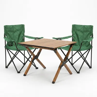 Комплект туристический - стол LEOBRO Camp M 59х59х38 см и 2 кресла Lite Green