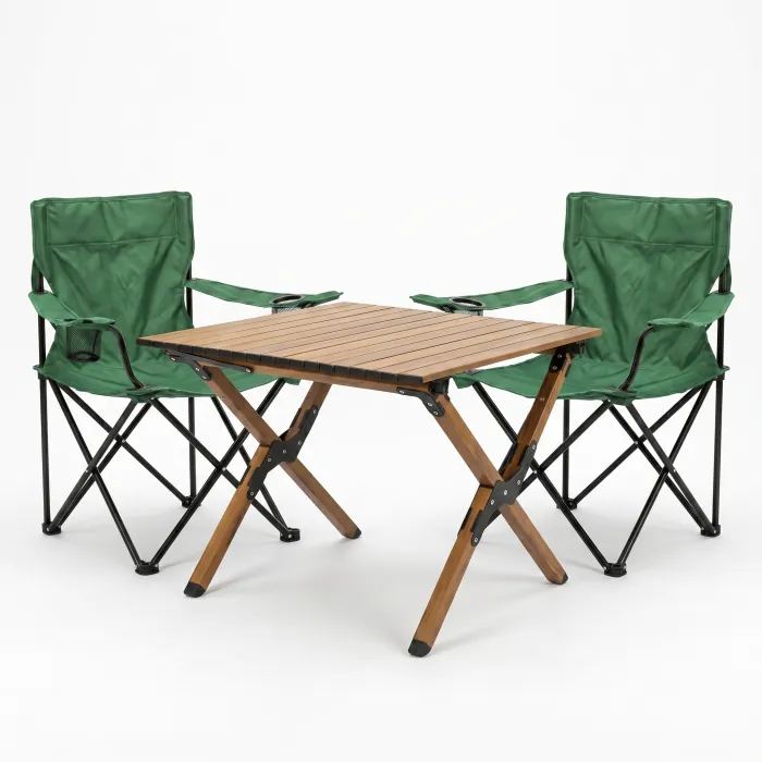 Комплект туристический - стол LEOBRO Camp M 59х59х38 см и 2 кресла Lite Green