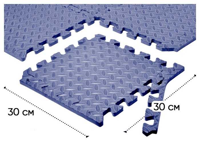 Татами мат EasyFit 8 шт (30х30х1 см) хвост ласточки синий