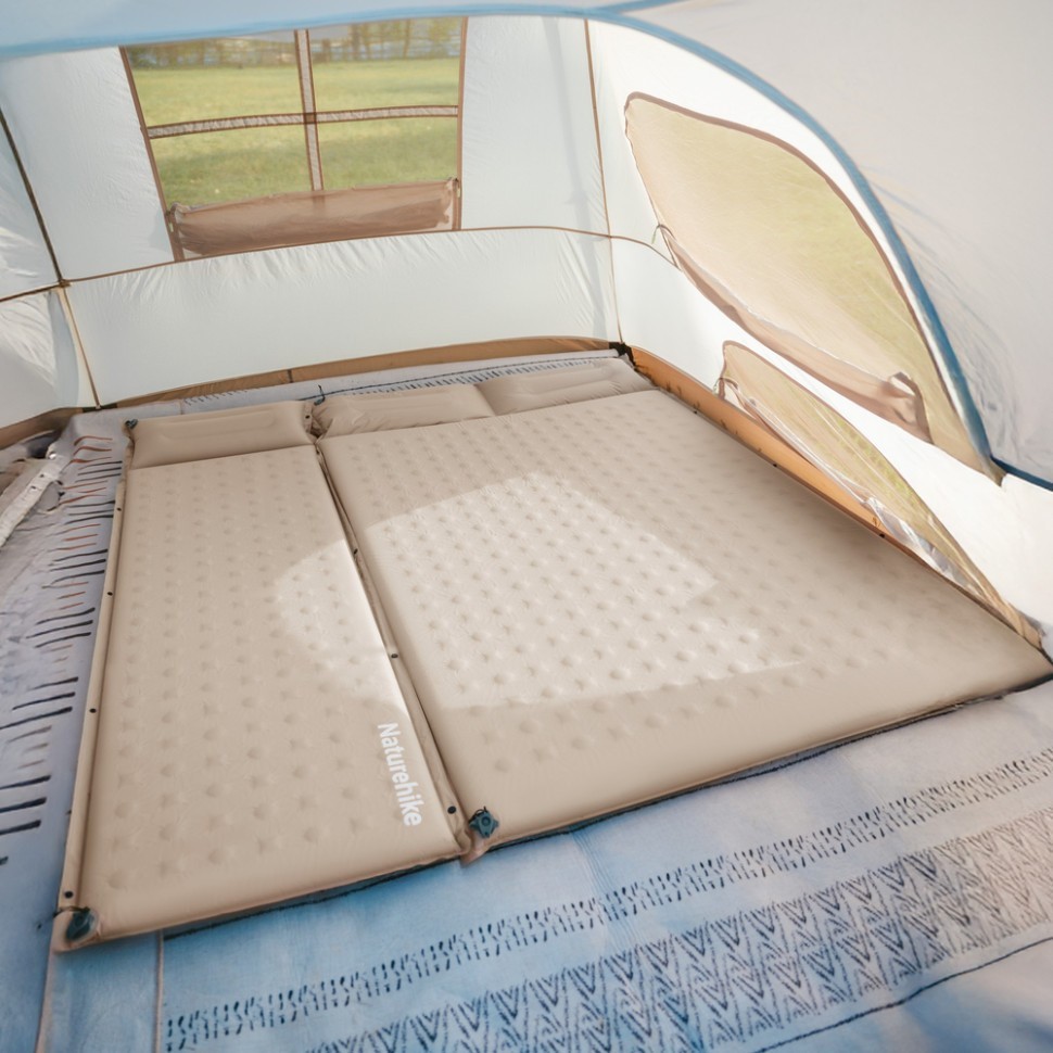 Матрас туристический с подушкой, самонадувающийся одноместный Naturehike CNK2550WS025, влагостойкий, 200х65х6 см, зеленый