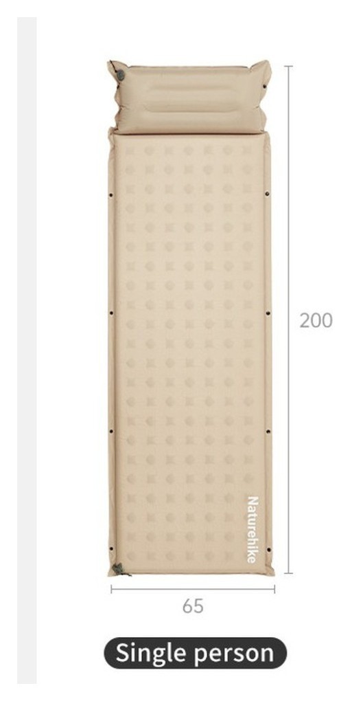 Матрас туристический с подушкой, самонадувающийся одноместный Naturehike CNK2550WS025, влагостойкий, 200х65х6 см, зеленый