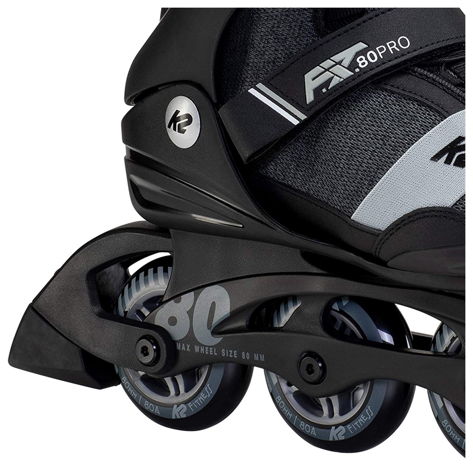 Роликові коньки для дорослих K2 F.I.T. 80 PRO M 39.50 (7.0US) 250мм Black/dark grey (30F0143.1.1), укр, укр