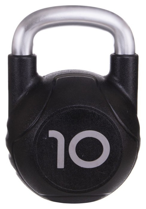 Гиря цельная с полиуретановым покрытием и хромированной ручкой Zelart TA-2681-10 10кг (MD2220-10) (металл, PU, черный)