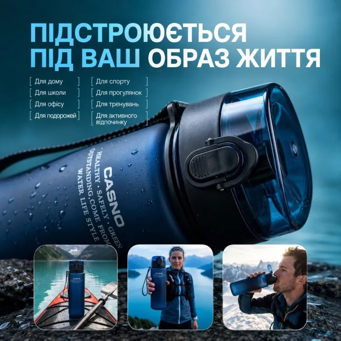 Бутылка для воды CASNO 560 мл. с матовым покрытием KXN-1115 Синяя