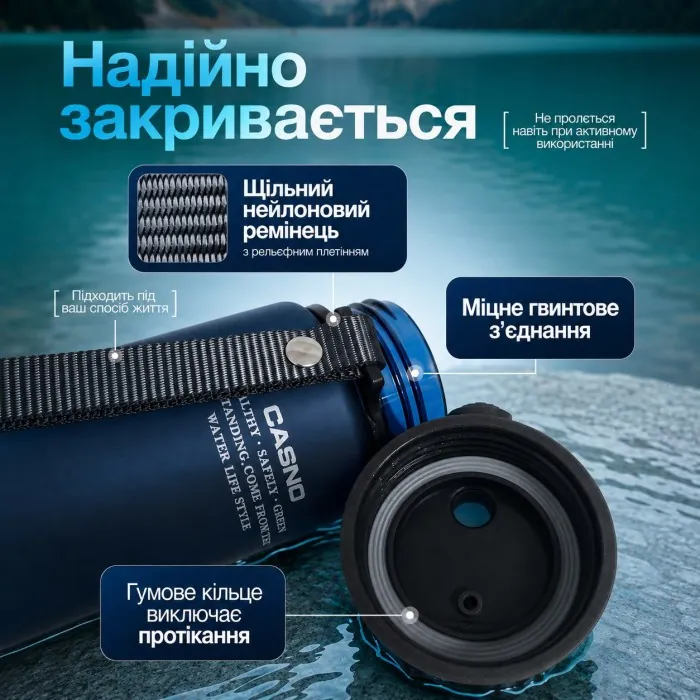 Бутылка для воды CASNO 560 мл. с матовым покрытием KXN-1115 Синяя