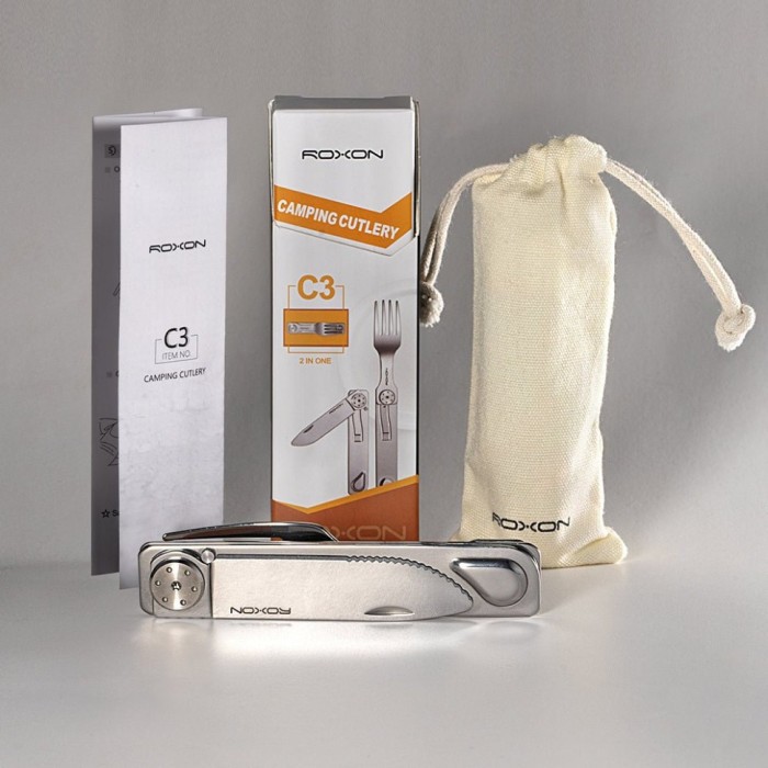 Набір столових приладів Roxon C3 2в1 (ніж, виделка), нержавіюча сталь, магнітне з'єднання, укр, укр
