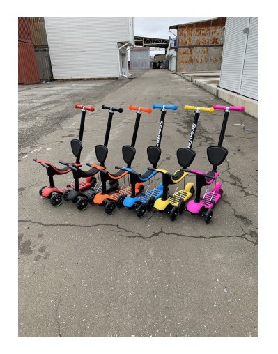 Дитячий самокат з сидінням та батьківською ручкою 3 в 1 Scooter Horned 0332-4S