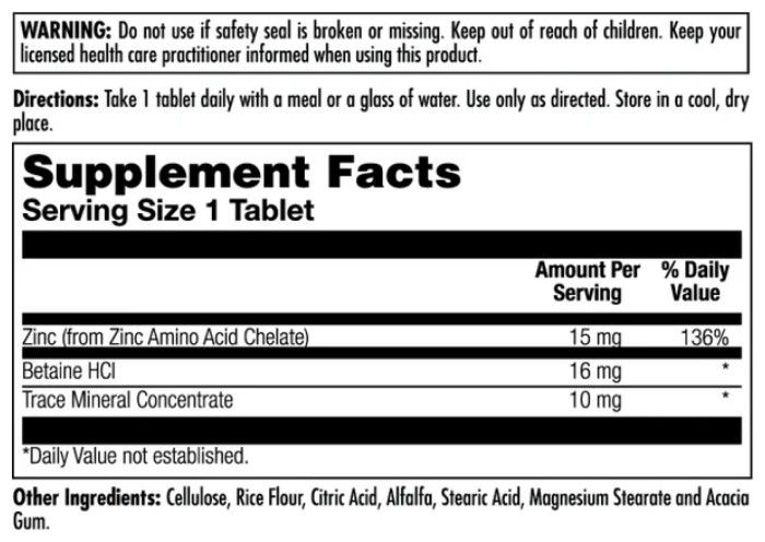 Zinc 15+ Chelated - 100 tabs