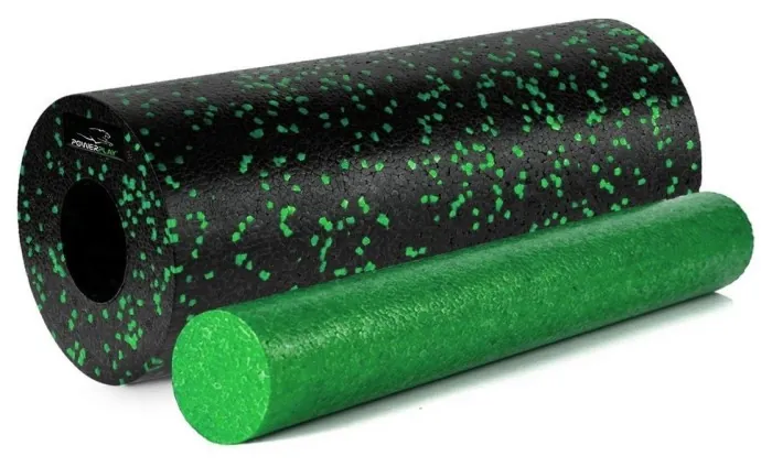 Массажний набір PowerPlay PP_4015 EPP Foam Roller Set 4in1 (2-а ролі + 2-а м'ячі) Чорно-зелений