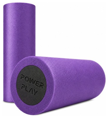 Массажний ролик (ролер) гладкий PowerPlay 4021 Fitness Roller Чорно-фіолетовий (30x15см.)
