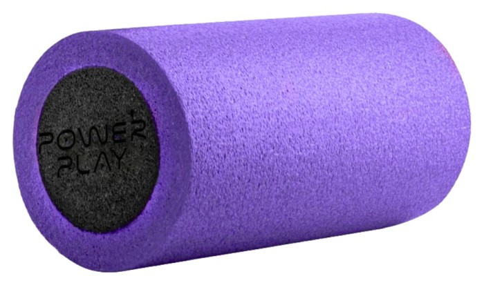 Массажний ролик (ролер) гладкий PowerPlay 4021 Fitness Roller Чорно-фіолетовий (30x15см.)