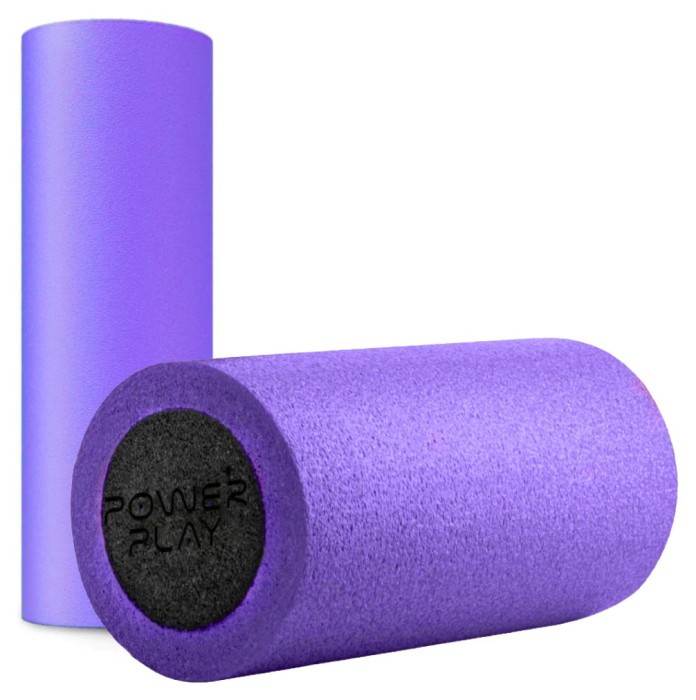 Массажний ролик (ролер) гладкий PowerPlay 4021 Fitness Roller Чорно-фіолетовий (30x15см.)