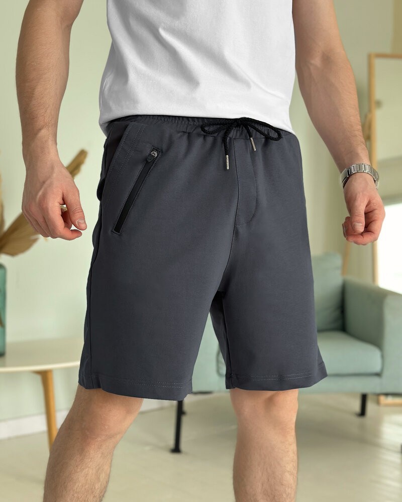 Легкие однотонные мужские летние шорты темно-серые Pobedov Griz