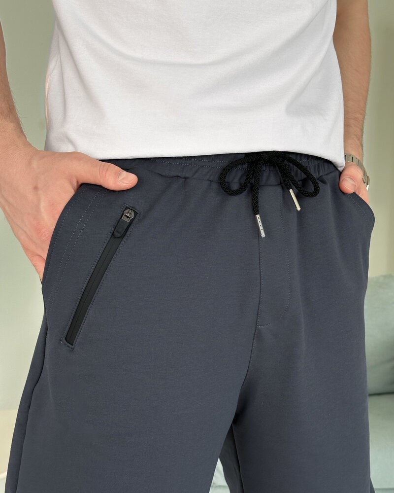 Легкие однотонные мужские летние шорты темно-серые Pobedov Griz