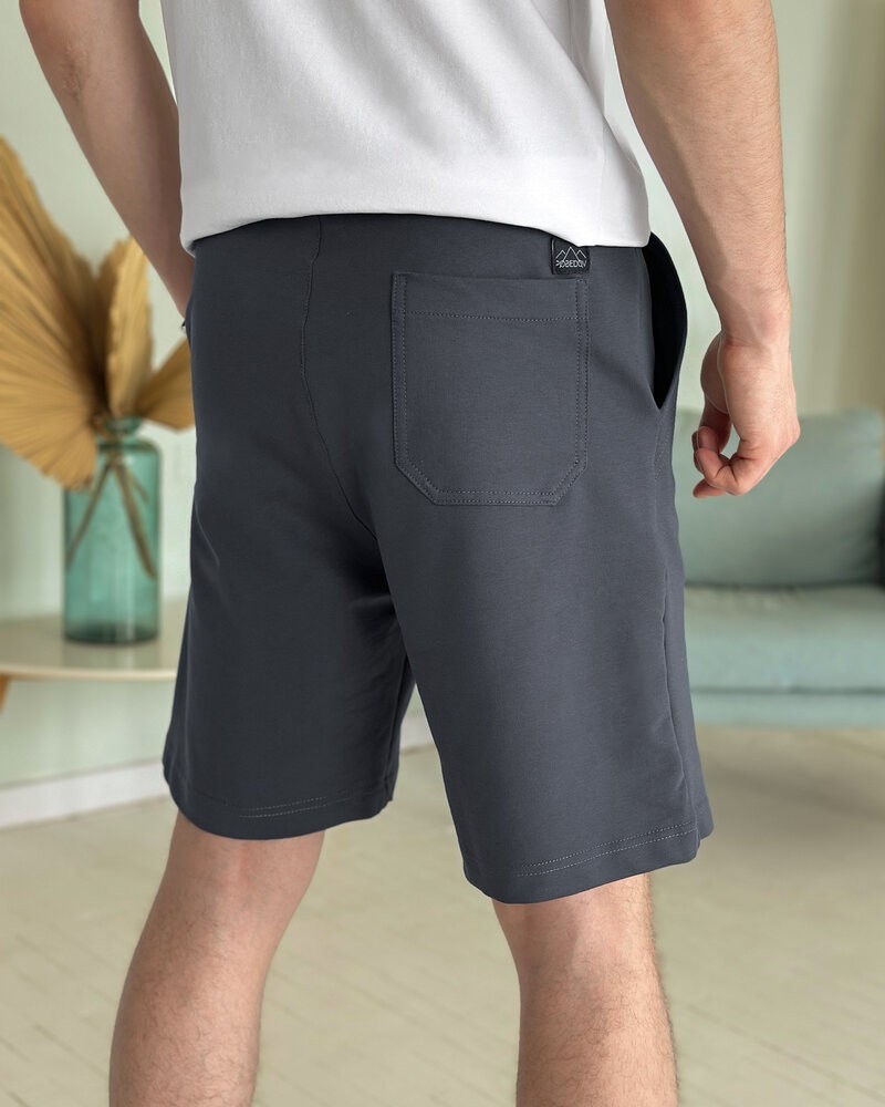 Легкие однотонные мужские летние шорты темно-серые Pobedov Griz