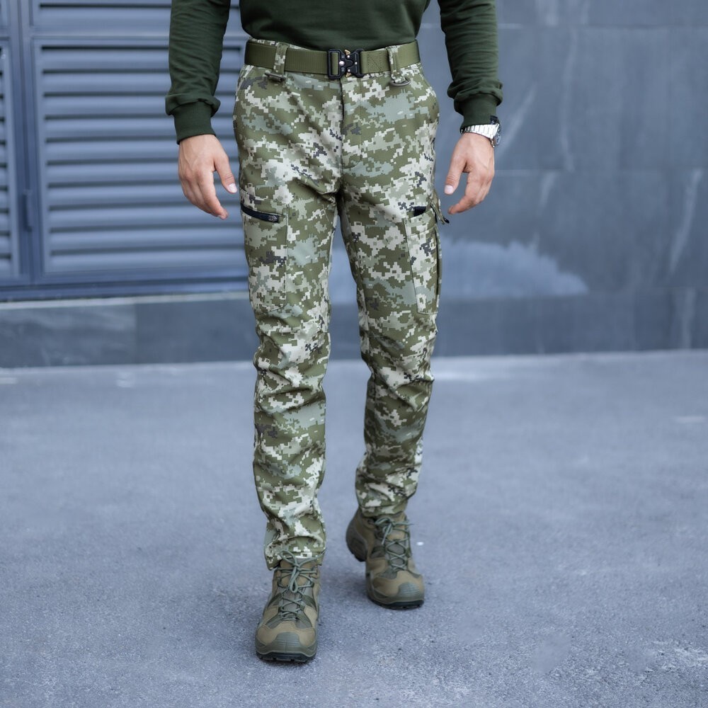 Штани карго чоловічі весняні з кишенями Піксель Pobedov Static, укр, укр