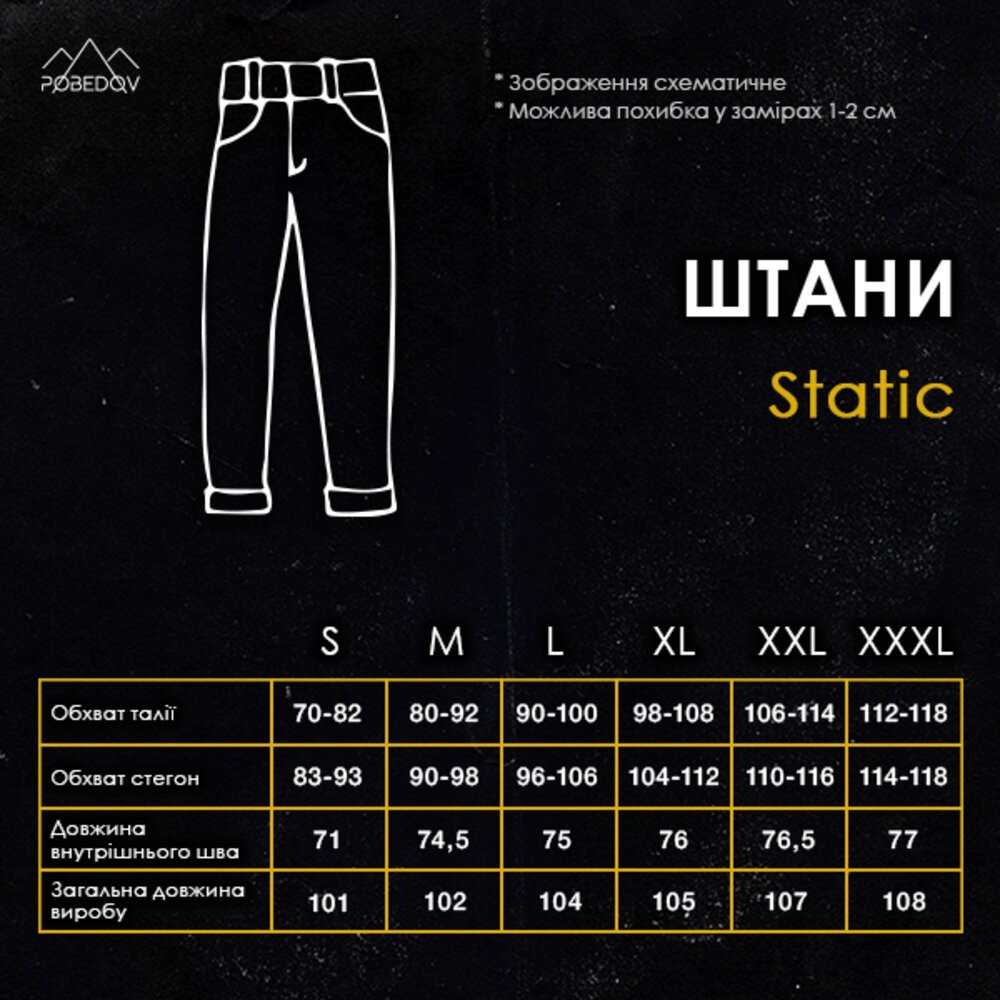 Штани карго чоловічі весняні з кишенями Піксель Pobedov Static, укр, укр