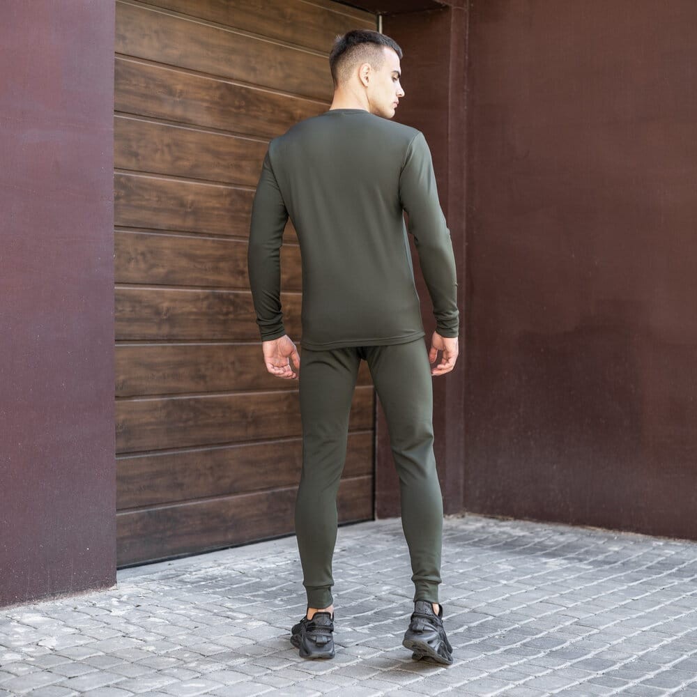 Мужское термобелье зимнее на флисе влагоотводящее Pobedov Teplo хаки¶