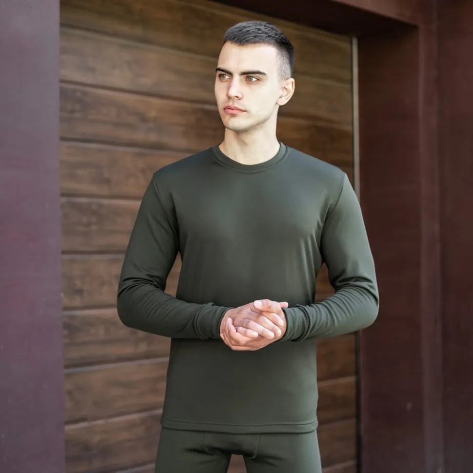 Чоловіча термобілизна зимова на флісі вологовивідна Pobedov Teplo хакі¶ (M)