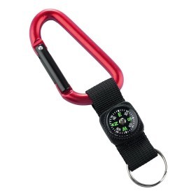 Munkees 3228 карабин 8 мм с strap, compass, keyring red