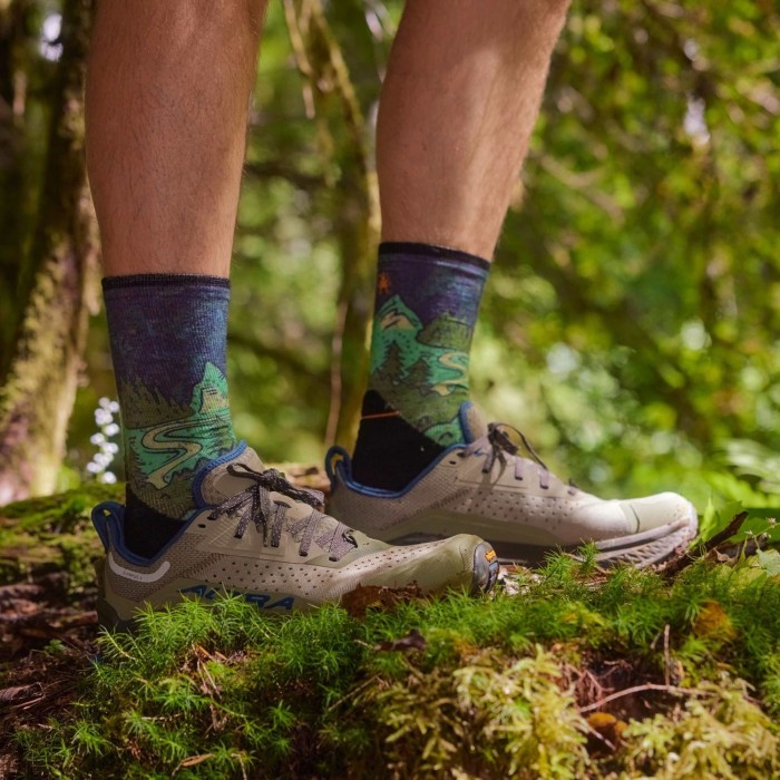 Шкарпетки чоловічі Smartwool Trail Run Targeted Cushion Neature Print Crew, Twilight Blue