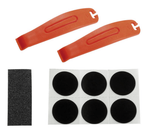 Велоаптечка SuperB в пласт. боксе (2 лопатки, 6 латок, 1 наждак, 10 мл клея, 2 бор.лопатки)